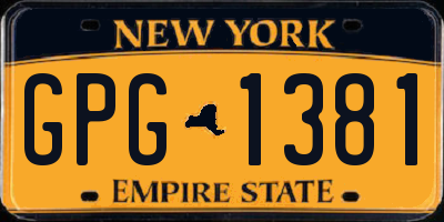NY license plate GPG1381