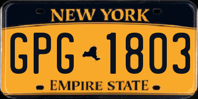 NY license plate GPG1803