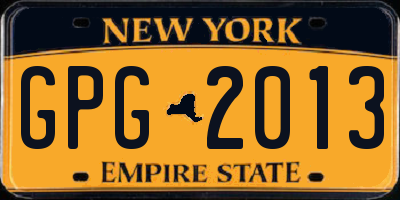 NY license plate GPG2013