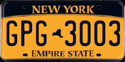 NY license plate GPG3003
