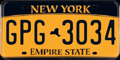 NY license plate GPG3034