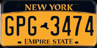 NY license plate GPG3474
