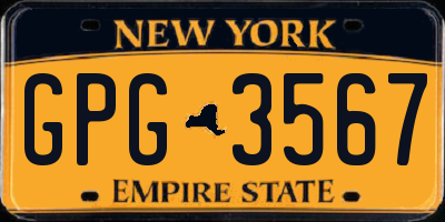 NY license plate GPG3567