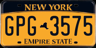 NY license plate GPG3575