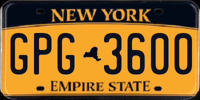 NY license plate GPG3600