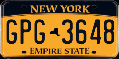 NY license plate GPG3648