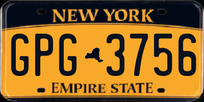 NY license plate GPG3756