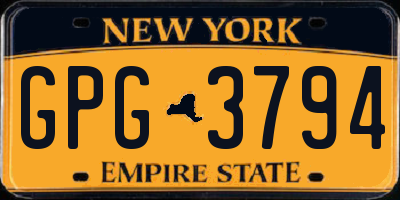 NY license plate GPG3794