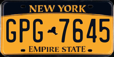 NY license plate GPG7645