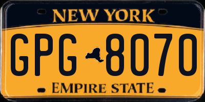 NY license plate GPG8070