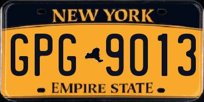 NY license plate GPG9013