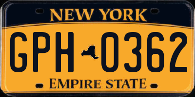 NY license plate GPH0362