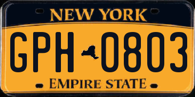 NY license plate GPH0803