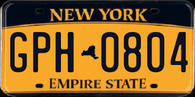 NY license plate GPH0804