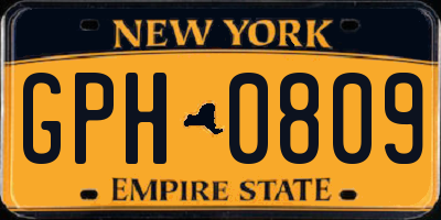 NY license plate GPH0809