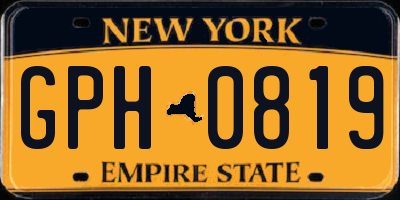 NY license plate GPH0819