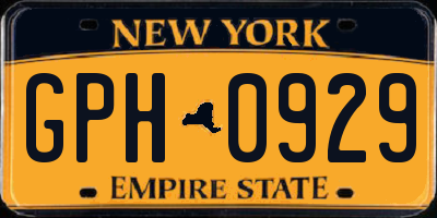 NY license plate GPH0929