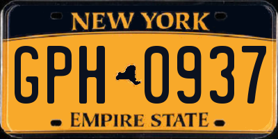 NY license plate GPH0937