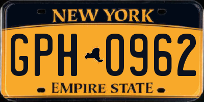 NY license plate GPH0962