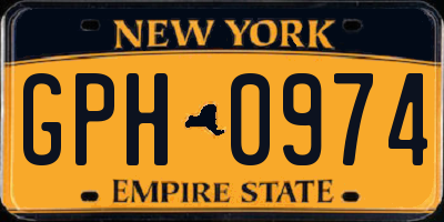 NY license plate GPH0974