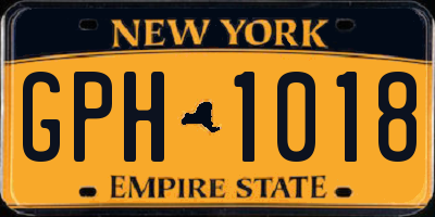 NY license plate GPH1018