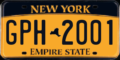 NY license plate GPH2001