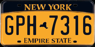NY license plate GPH7316