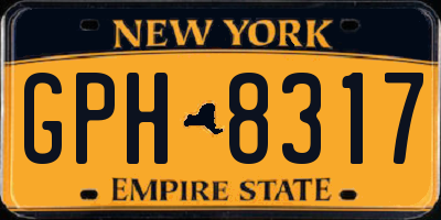 NY license plate GPH8317