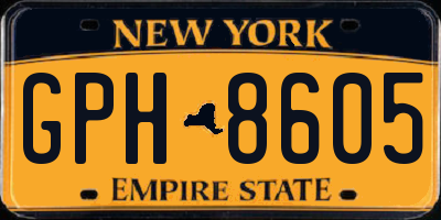 NY license plate GPH8605