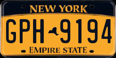NY license plate GPH9194