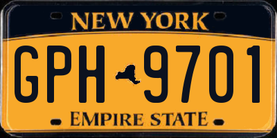 NY license plate GPH9701