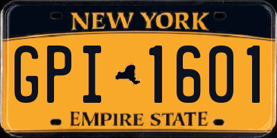 NY license plate GPI1601