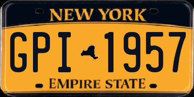 NY license plate GPI1957