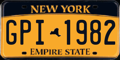 NY license plate GPI1982