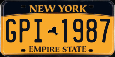 NY license plate GPI1987