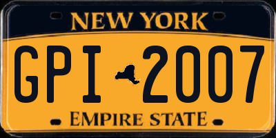 NY license plate GPI2007
