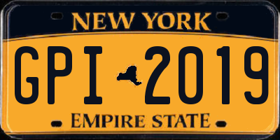 NY license plate GPI2019