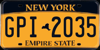 NY license plate GPI2035