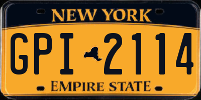 NY license plate GPI2114