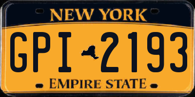 NY license plate GPI2193