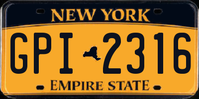 NY license plate GPI2316