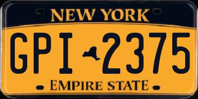 NY license plate GPI2375