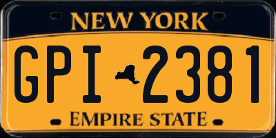NY license plate GPI2381