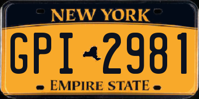 NY license plate GPI2981