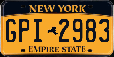 NY license plate GPI2983