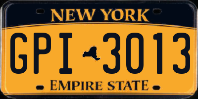 NY license plate GPI3013