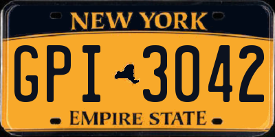 NY license plate GPI3042