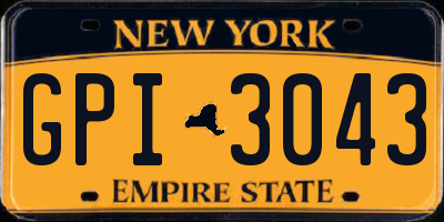 NY license plate GPI3043