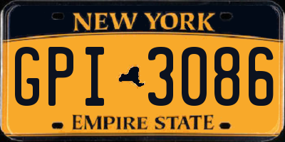 NY license plate GPI3086