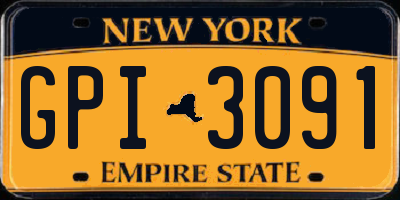 NY license plate GPI3091